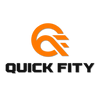 "Quick Fity logo with stylized orange letters 'QF' and bold black brand name below on a black background"