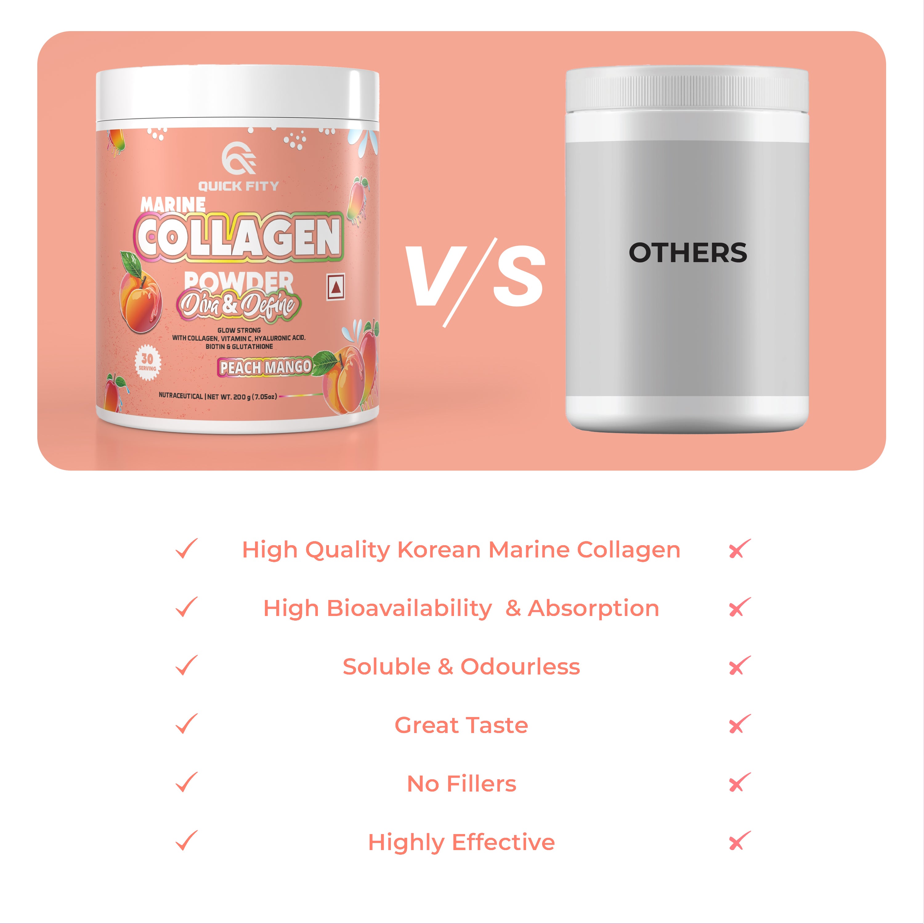 QuickFity Marine Collagen Powder – Peach Mango