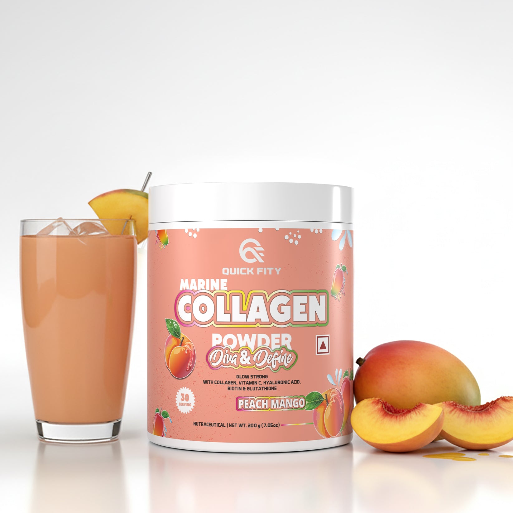 QuickFity Marine Collagen Powder – Peach Mango