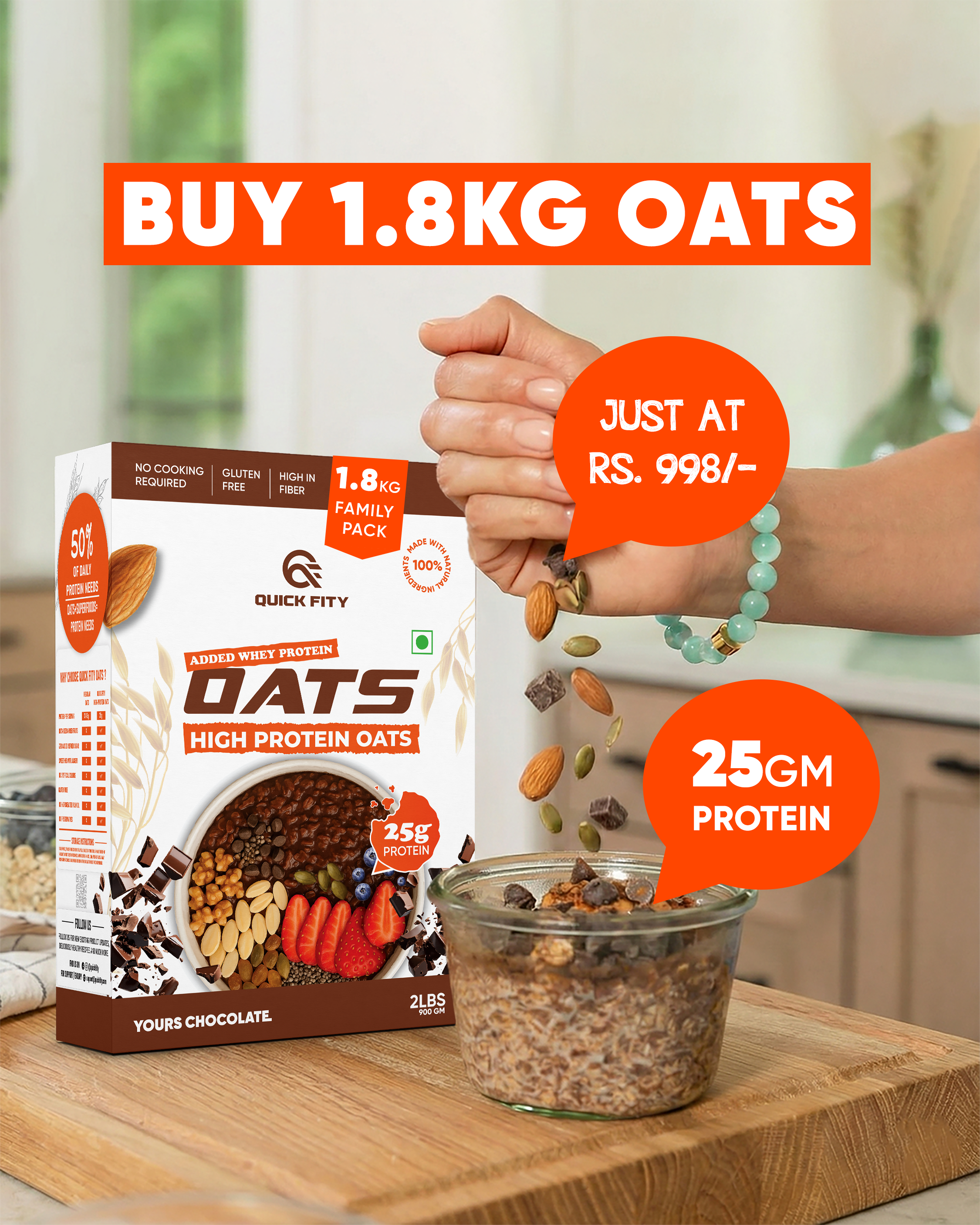 Quickfity Chocolate oats 1.8kg
