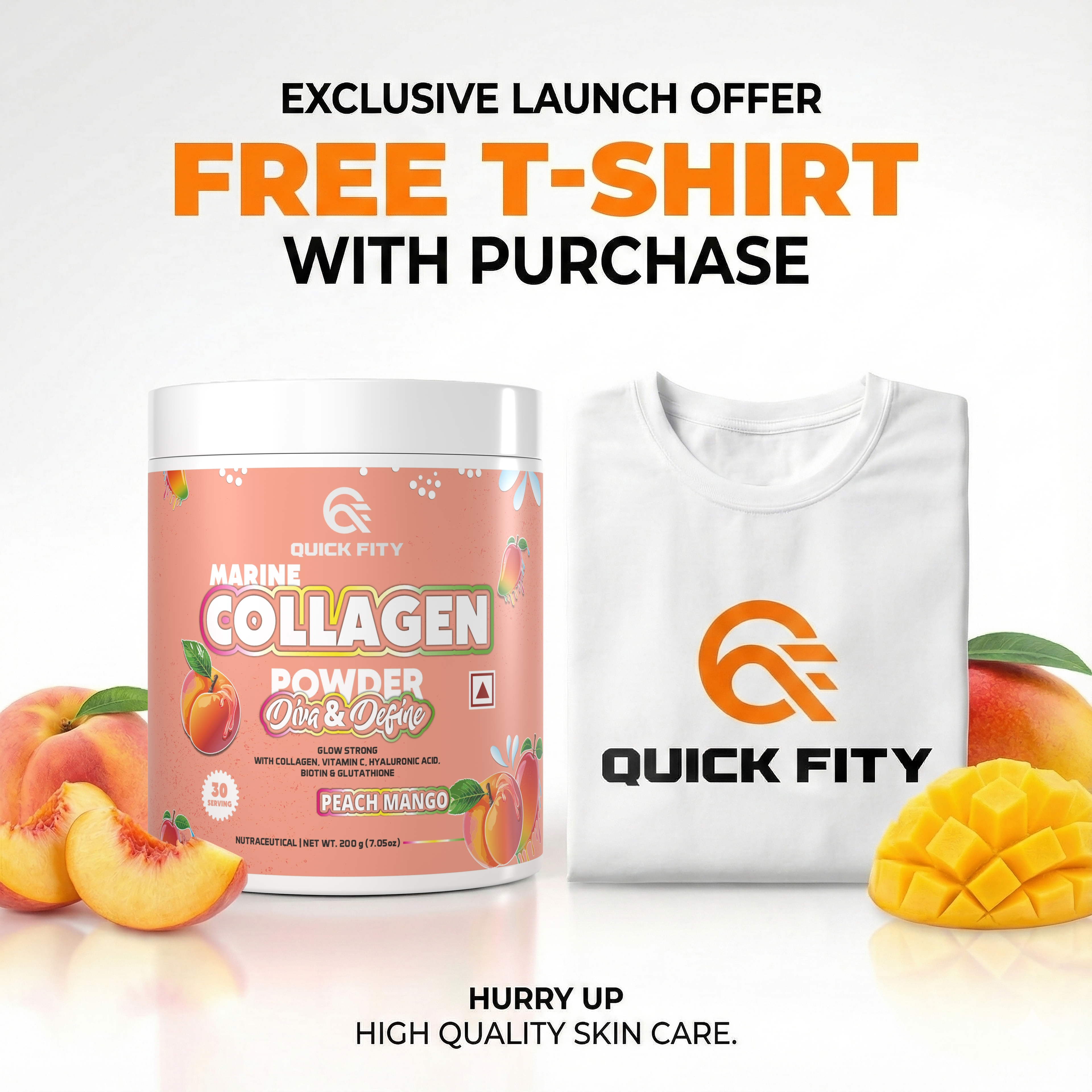 QuickFity Marine Collagen Powder – Peach Mango