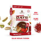 Quickfity Kaju kesar Oats, No cooking Required, Gluten free, High in Fiber, High Protein Oats, Added Whey Protein.