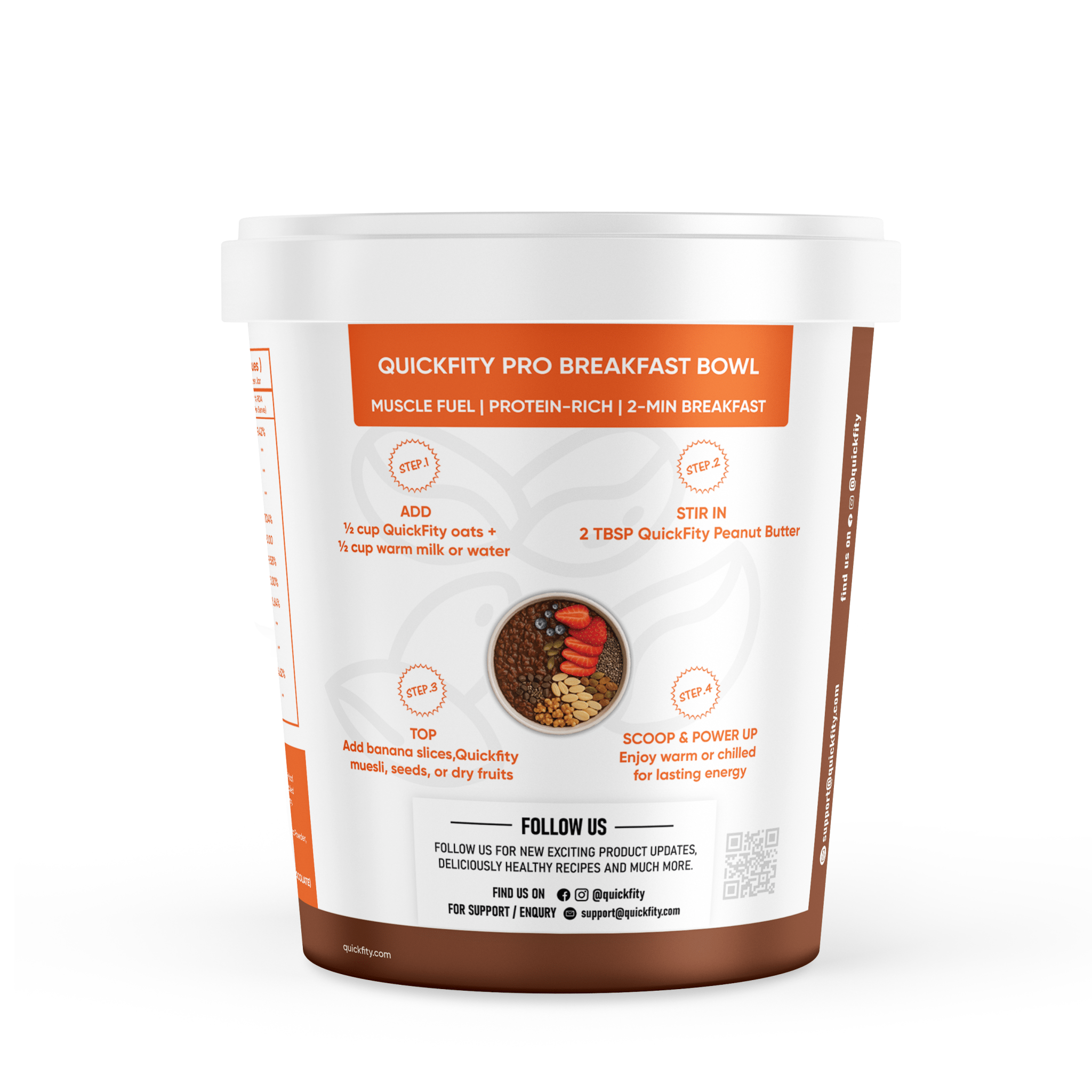 Quickfity | Pro Breakfast Bowl, Muscle Fuel, Protein Rich, Quickfity Peanut Butter & Fruits, Scoop and Power up