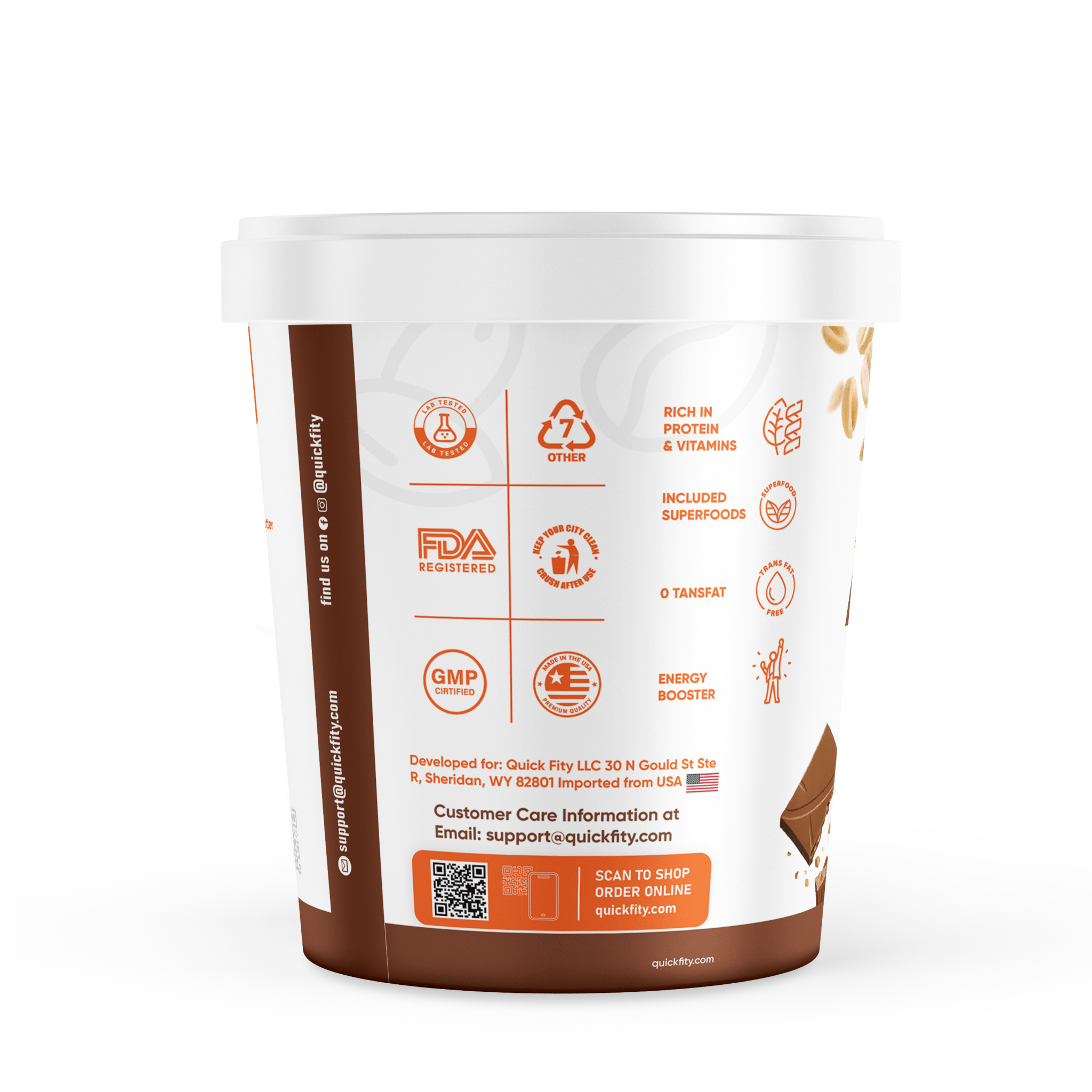 Quickfity Peanut Butter, Rich in Protein & Vitamins, Energy Booster, FDA Registered, GMP Certified, Lab Tested.