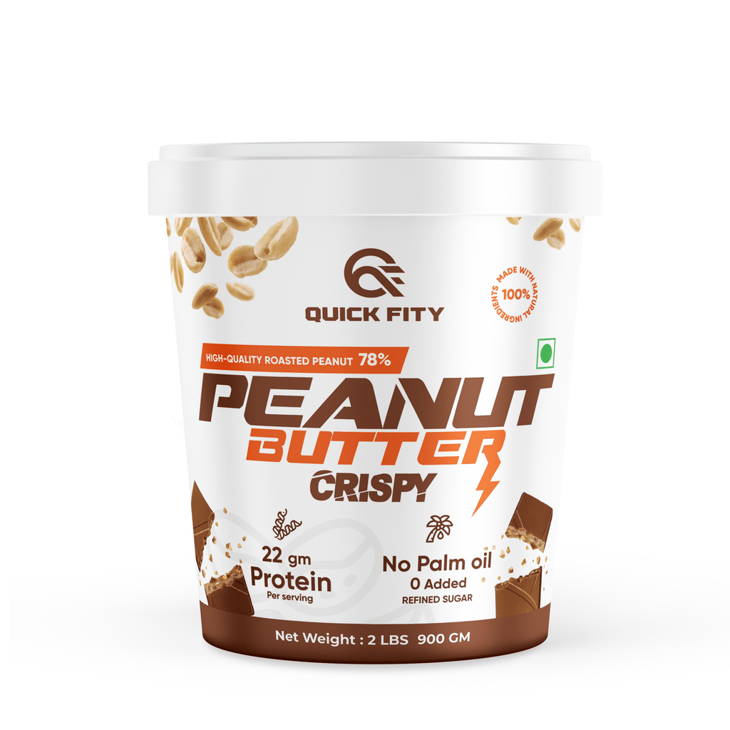 Quickfity | High quality Roasted Peanut butter Crispy, No palm oil, 22gm Protein Per Serving,